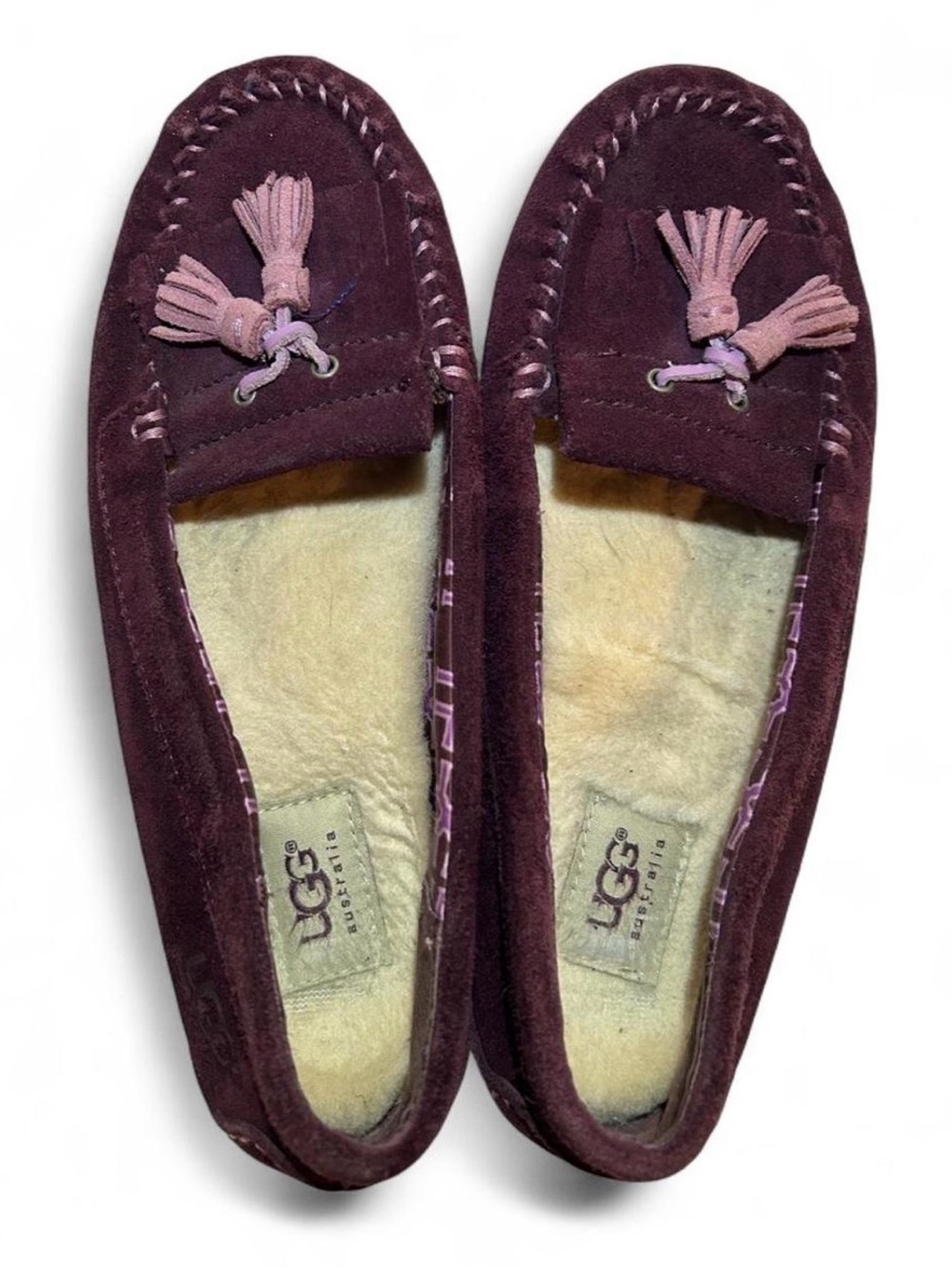 UGG Dakota Purple Suede Shearling Moccasin Slippers Size 8